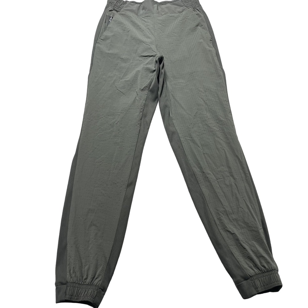 Athleta Textured Brooklyn Jogger Pants Womens 0 Green Zip Pocket Travel Athletic